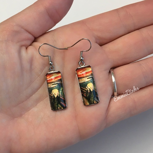 New ‘The Scream’ Art Series Drop Dangle Earrings | Munch Art Print - Painting - Picture 2 of 14